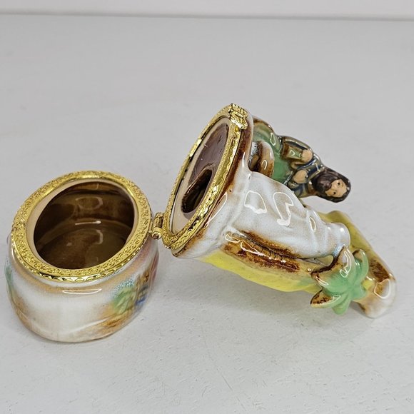 Nativity Scene Trinket Box Hinged Ceramic Mary Joseph Baby Jesus - Picture 10 of 10